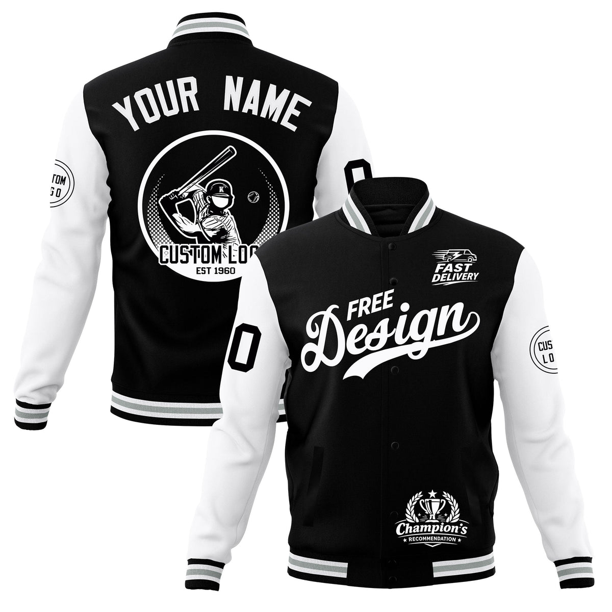 Custom Black White Gray Classic Style Full-Snap Breathable Jacket| KXKSHOP