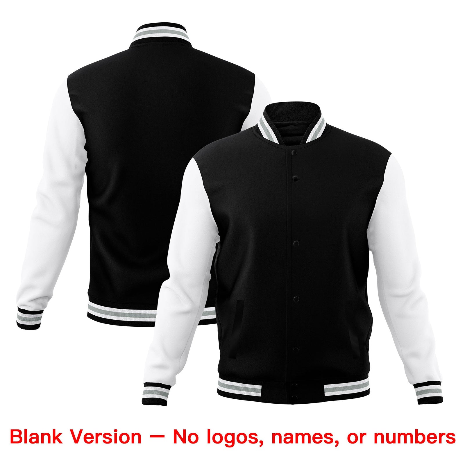 Custom Black White Gray Classic Style Full-Snap Wrinkle-Resistant Jacket| KXKSHOP