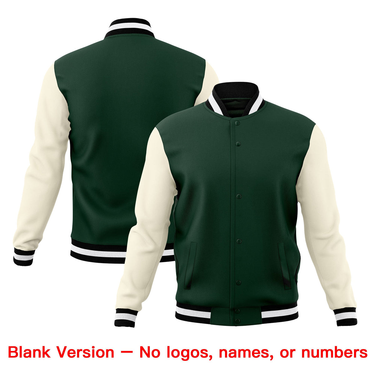 Custom Green Black White Classic Style Full-Snap Wrinkle-Resistant Jacket| KXKSHOP