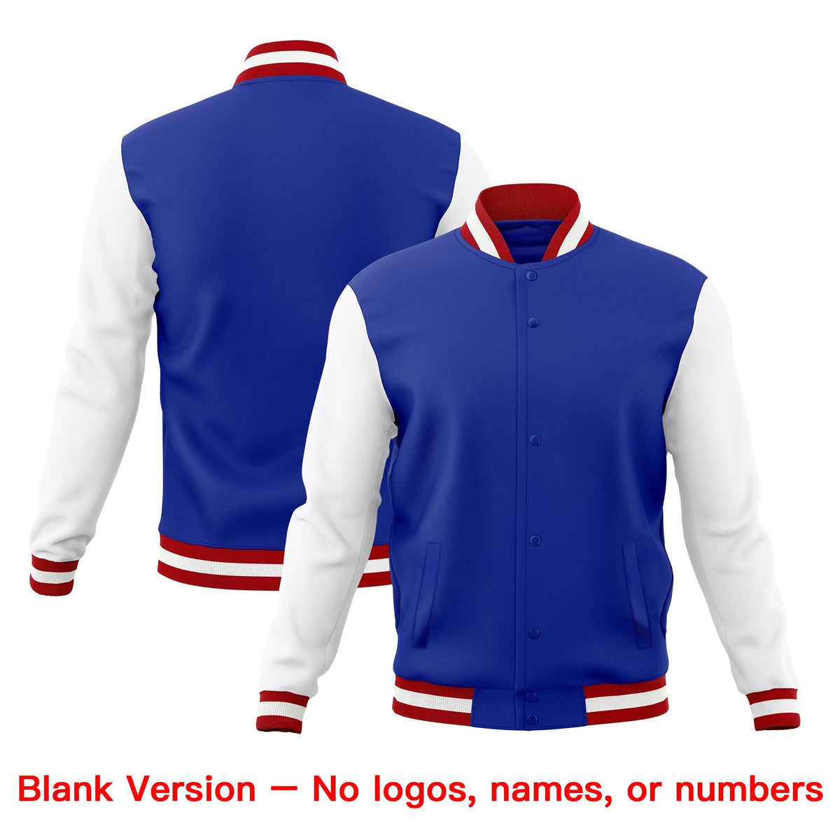 Custom Royal Blue Red White Classic Style Full-Snap Breathable Jacket| KXKSHOP