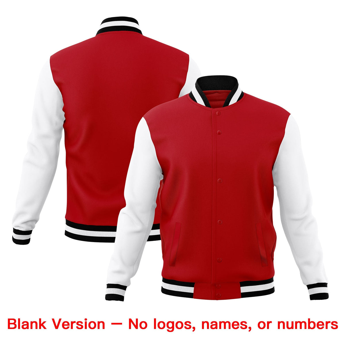 Custom Red Black White Classic Style Full-Snap Breathable Jacket| KXKSHOP