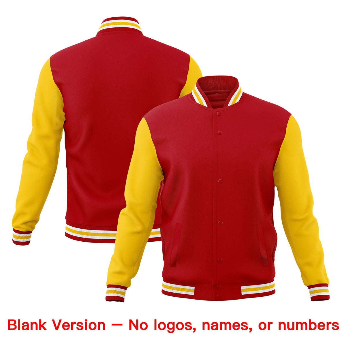 Custom Red White Gold Classic Style Full-Snap Wrinkle-Resistant Jacket| KXKSHOP