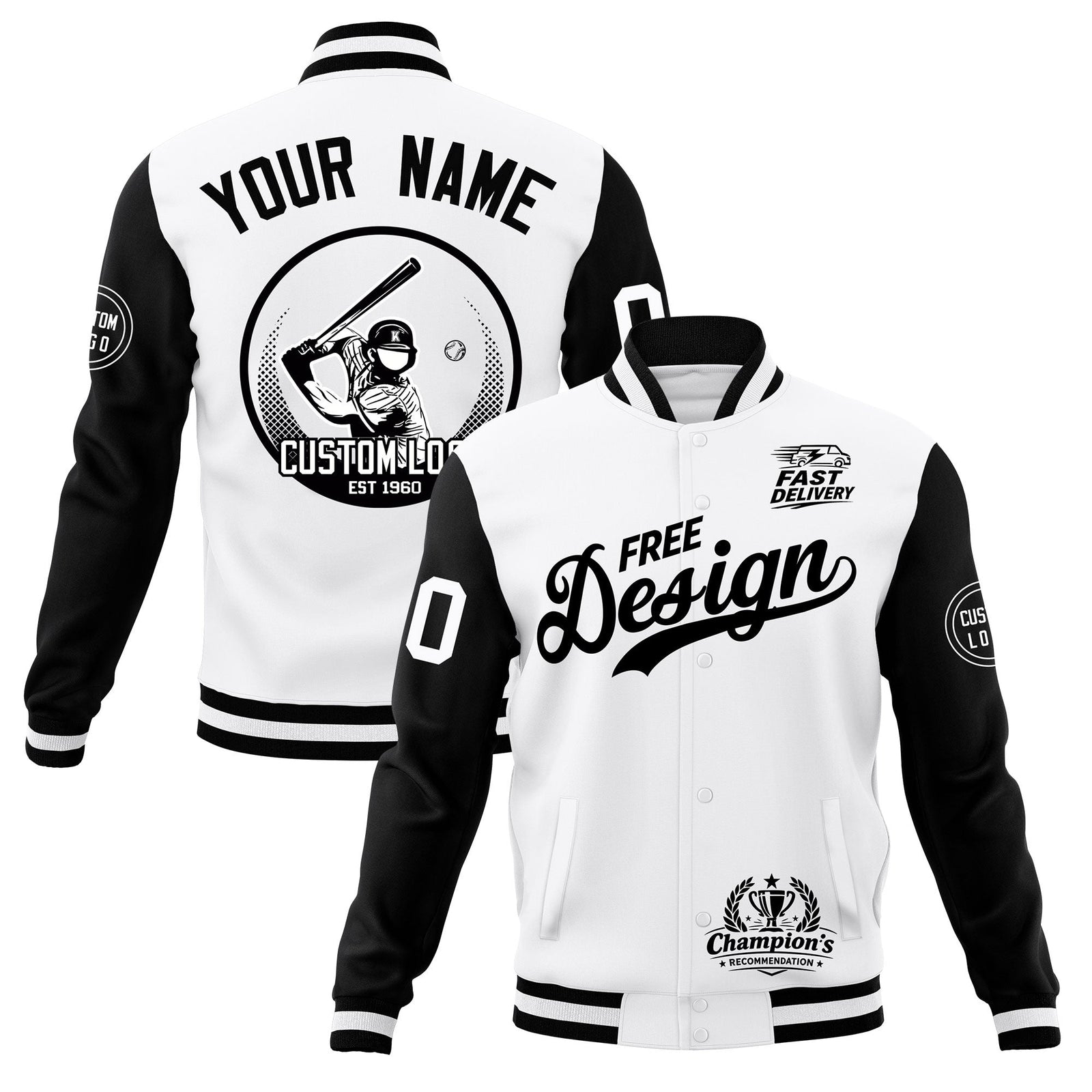 Custom White Black Classic Style Full-Snap Breathable Jacket| KXKSHOP