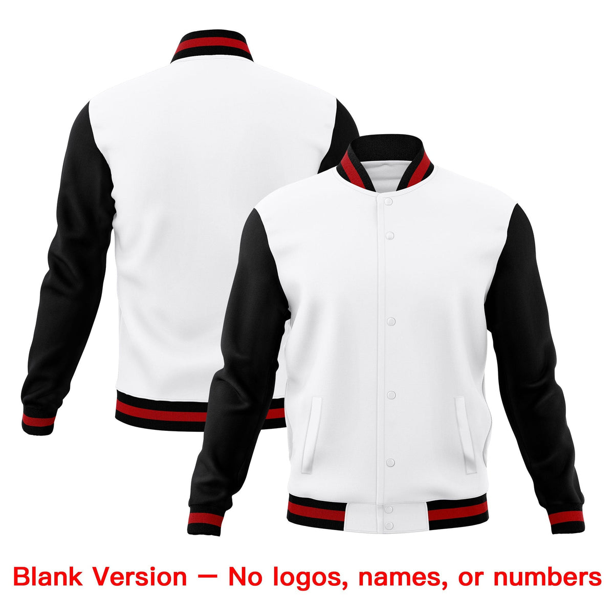 Custom White Black Red Classic Style Full-Snap Breathable Jacket| KXKSHOP