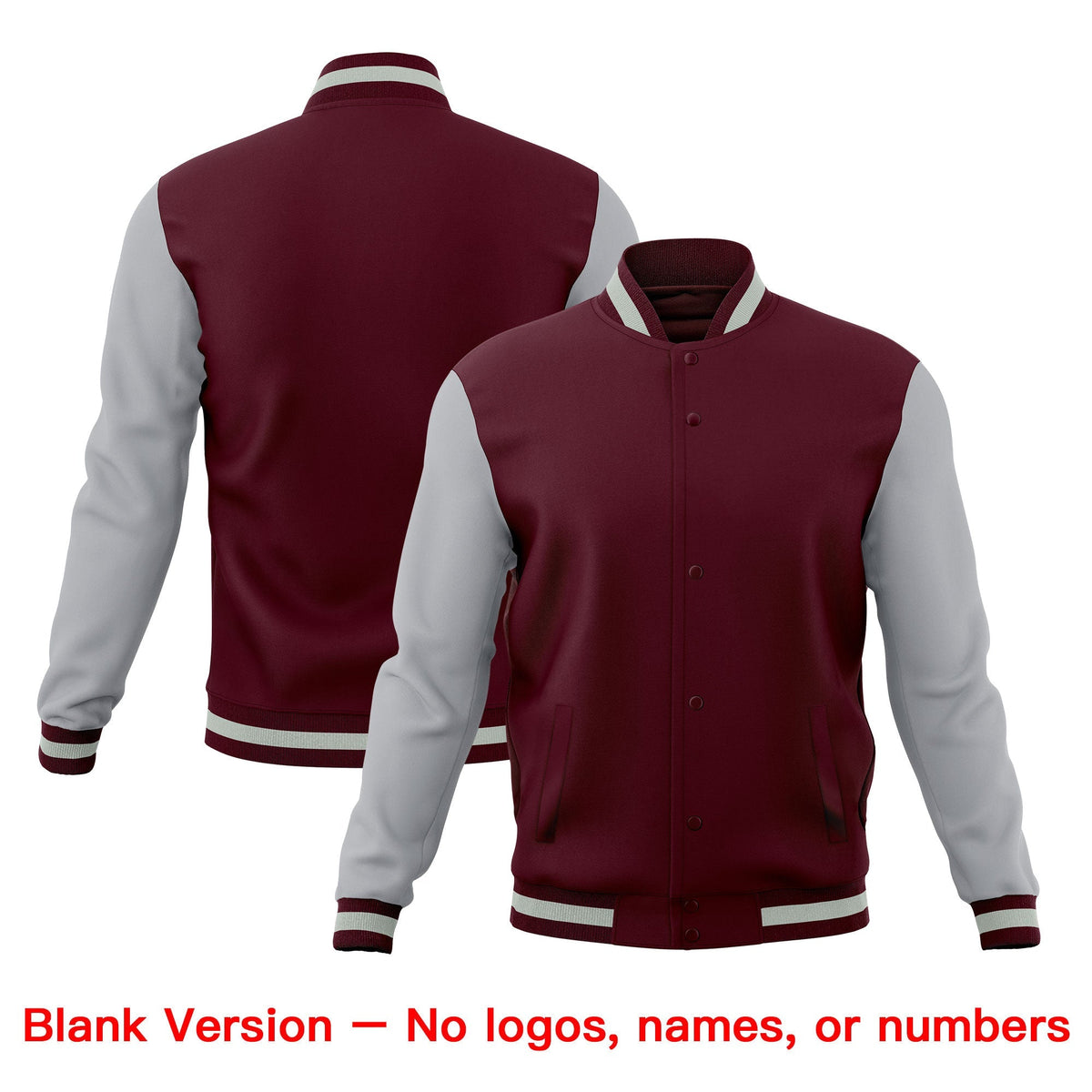 Custom Crimson Gray Classic Style Full-Snap Wrinkle-Resistant Jacket| KXKSHOP
