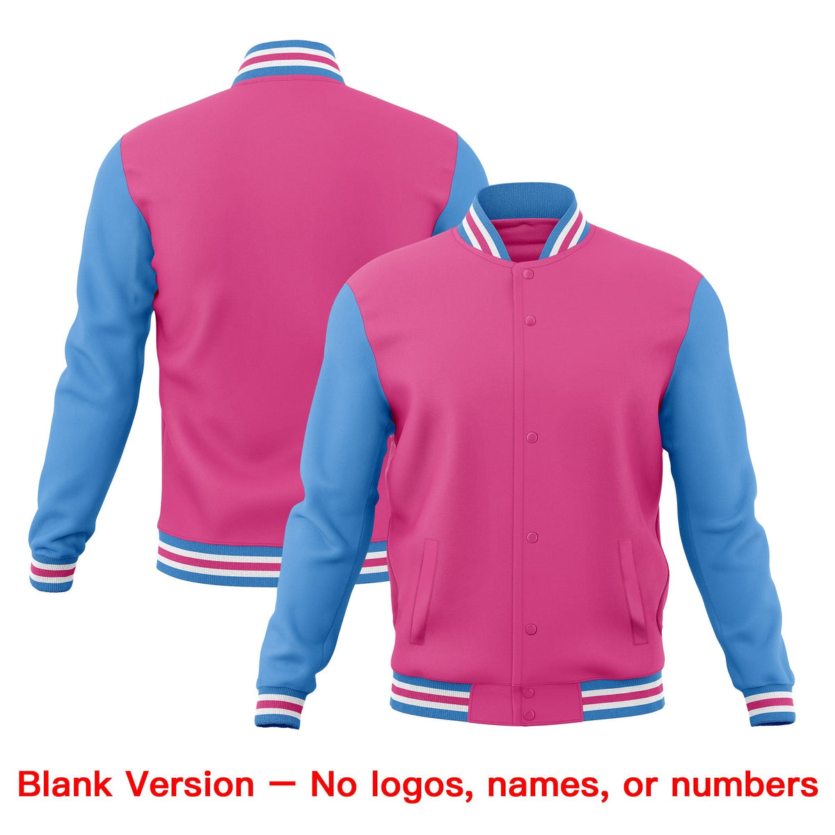 Custom Pink Light Blue White Classic Style Full-Snap Breathable Jacket| KXKSHOP