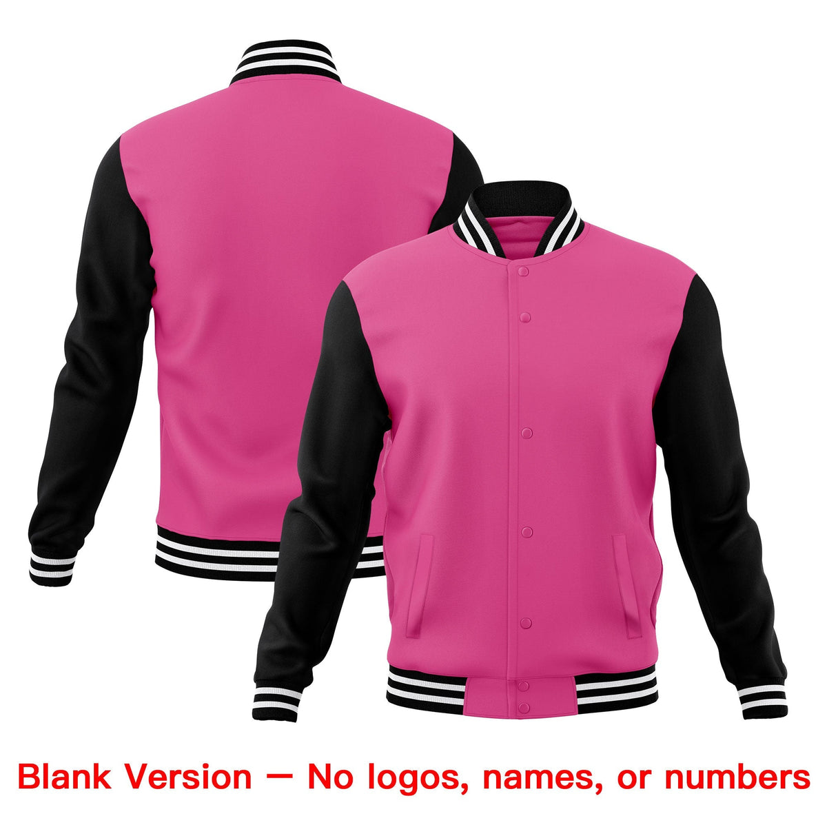 Custom Pink Black White Classic Style Full-Snap Wrinkle-Resistant Jacket| KXKSHOP