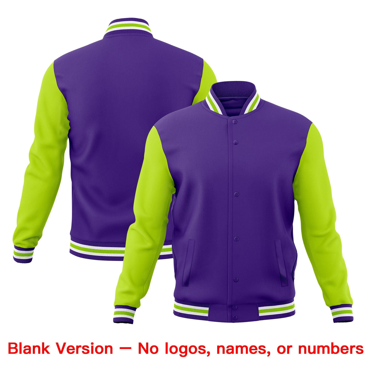 Custom Purple White Neon Green Classic Style Full-Snap Breathable Jacket| KXKSHOP