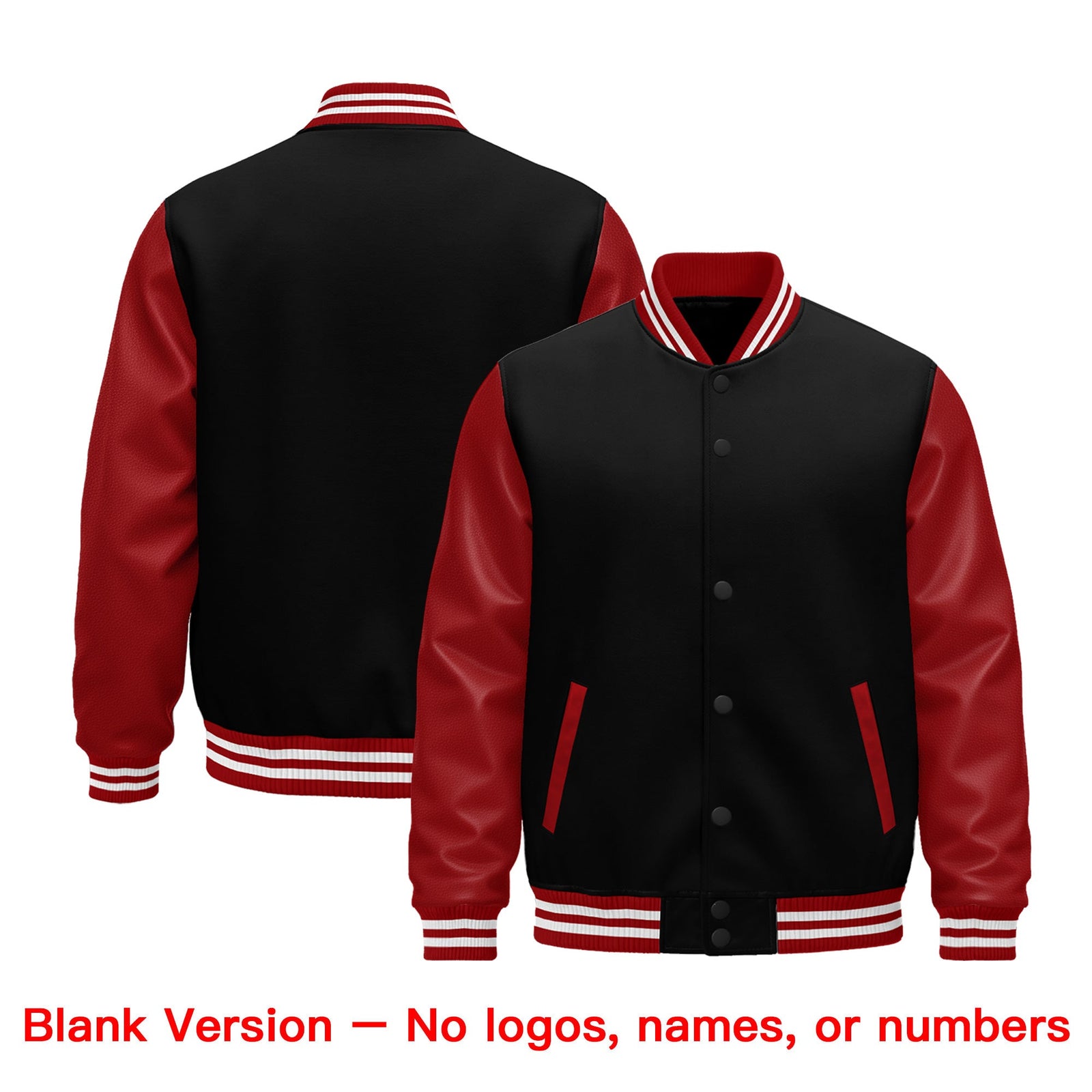 Custom Black Red Kelly Green Raglan Sleeves Varsity Full-Snap Leather Sleeves Letterman Jacket| KXKSHOP