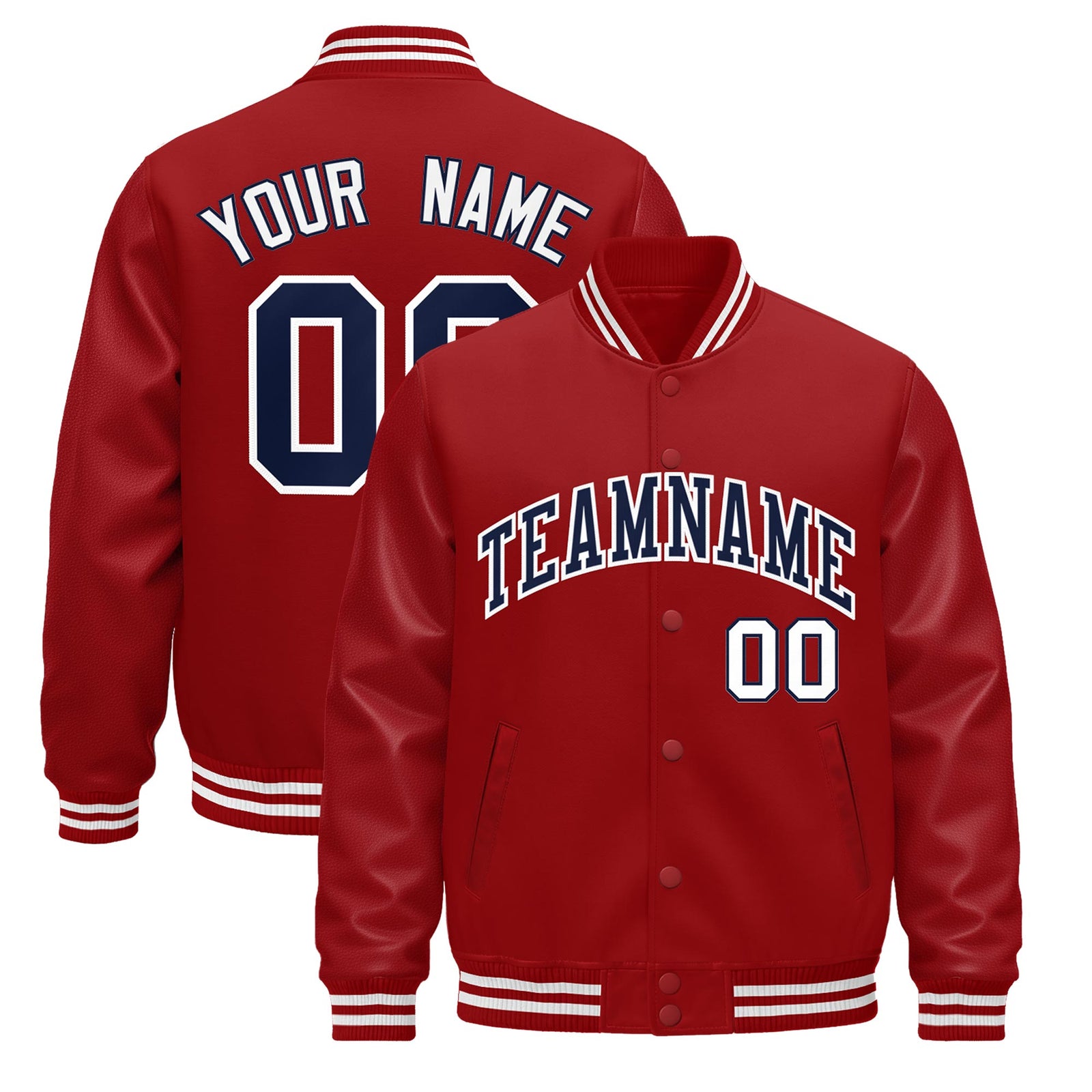 Custom Red White Jacket - Classic Style Leather Sleeves Wrinkle-Resistant