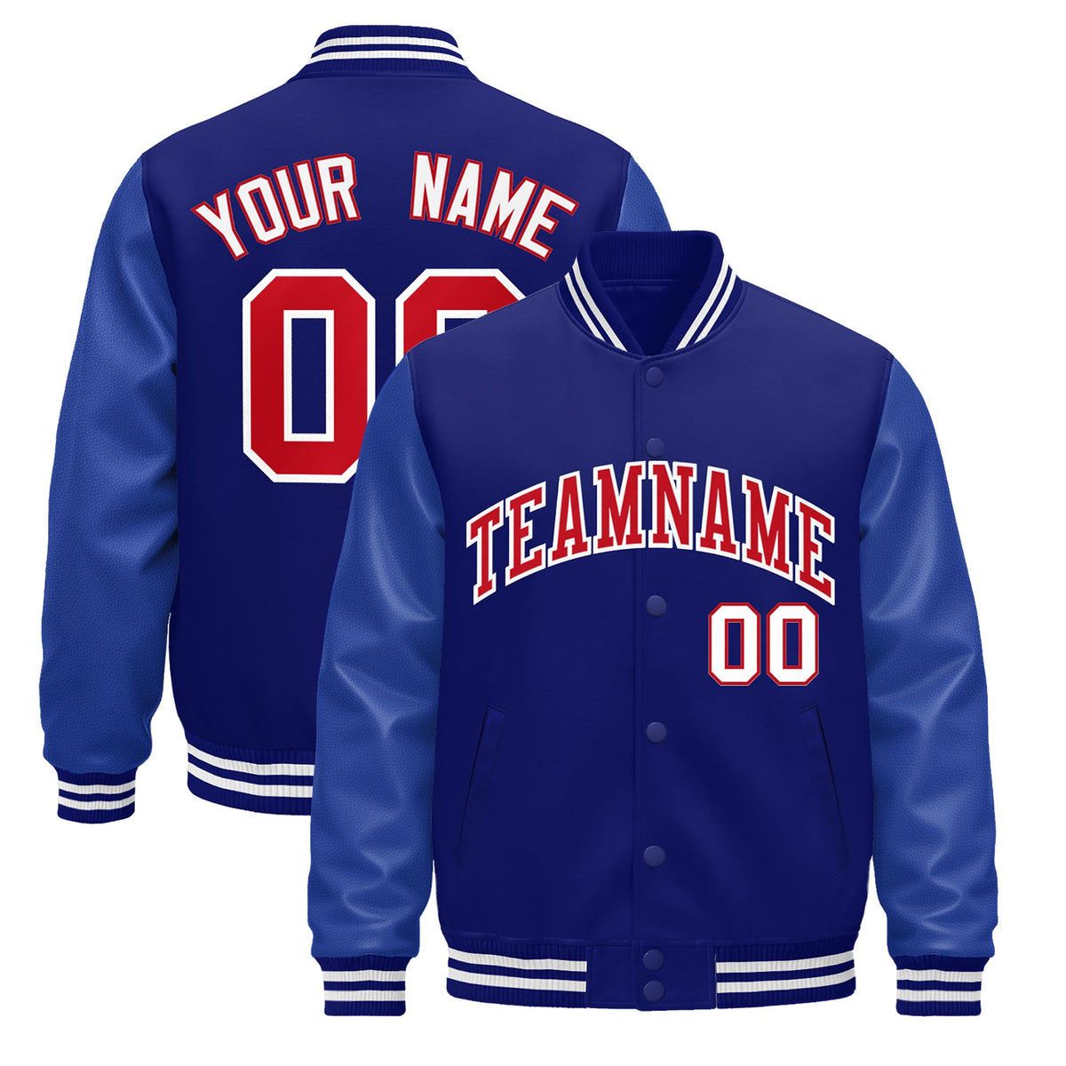 Custom White Crimson Gold Classic Style Leather Sleeves Wrinkle-Resistant Jacket| KXKSHOP
