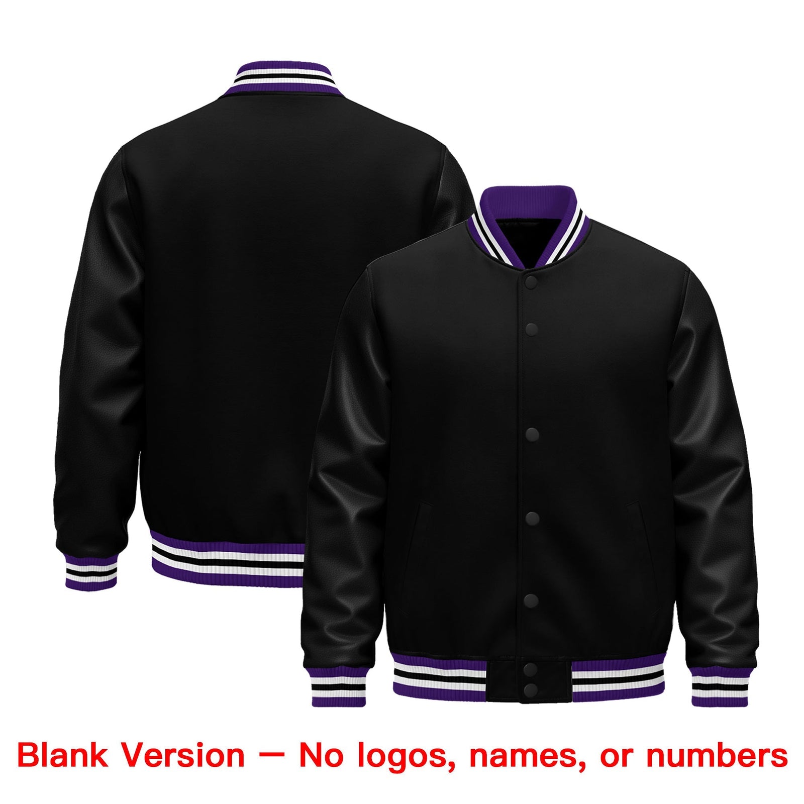 Custom Black Purple White Classic Style Leather Sleeves Wrinkle-Resistant Jacket| KXKSHOP