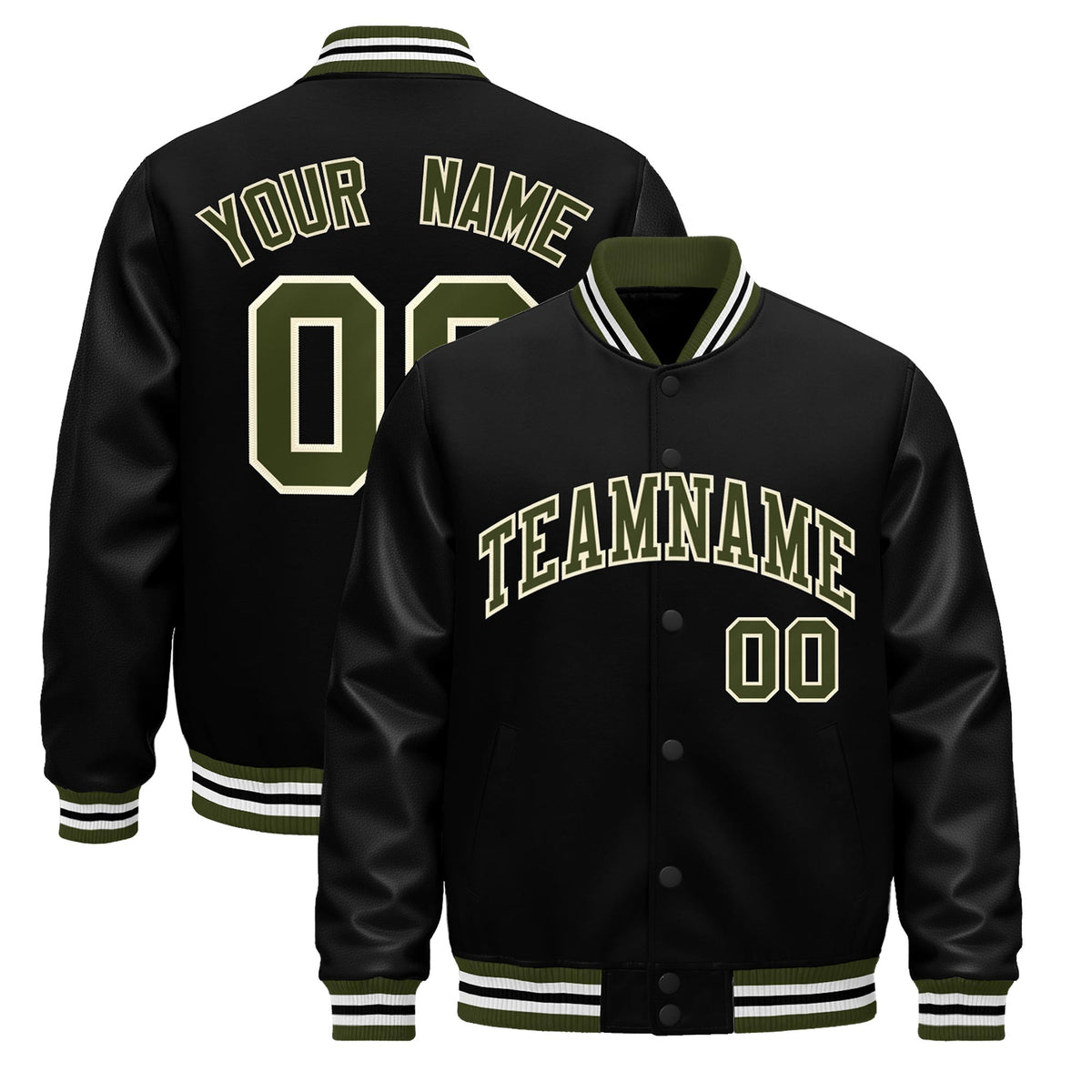 Custom Black White Jacket - Classic Style Leather Sleeves Wrinkle-Resistant