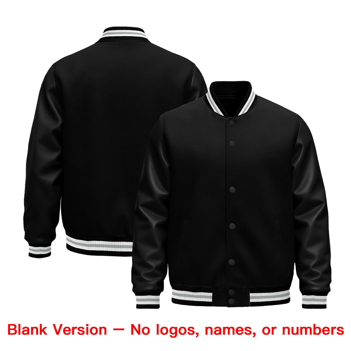 Custom Black White Gray Classic Style Leather Sleeves Wrinkle-Resistant Jacket| KXKSHOP