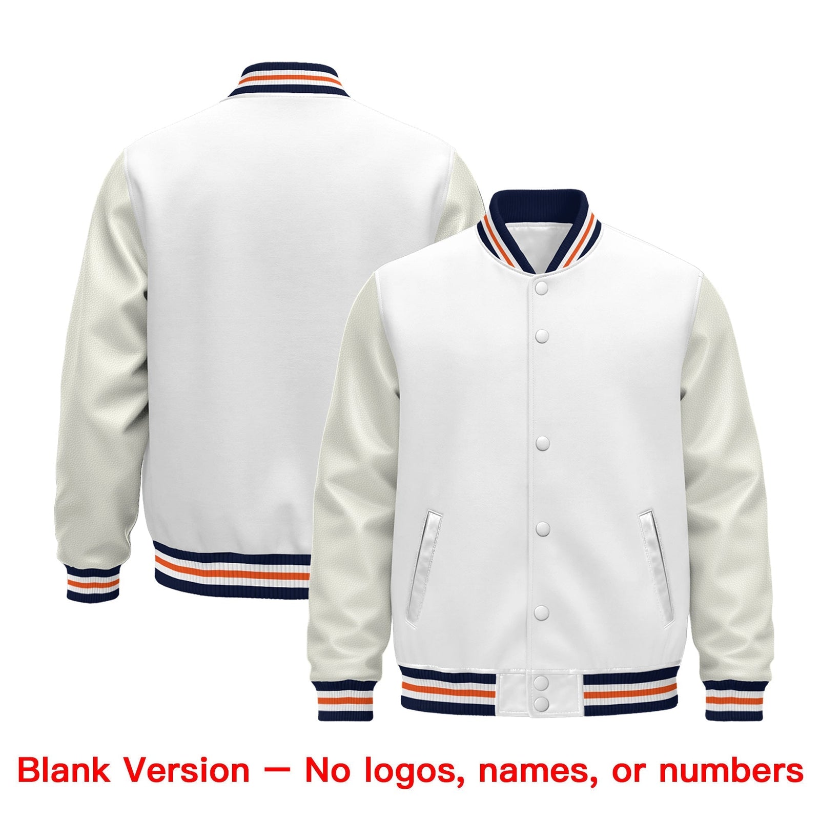 Custom White Navy Orange Classic Style Leather Sleeves Wrinkle-Resistant Jacket| KXKSHOP