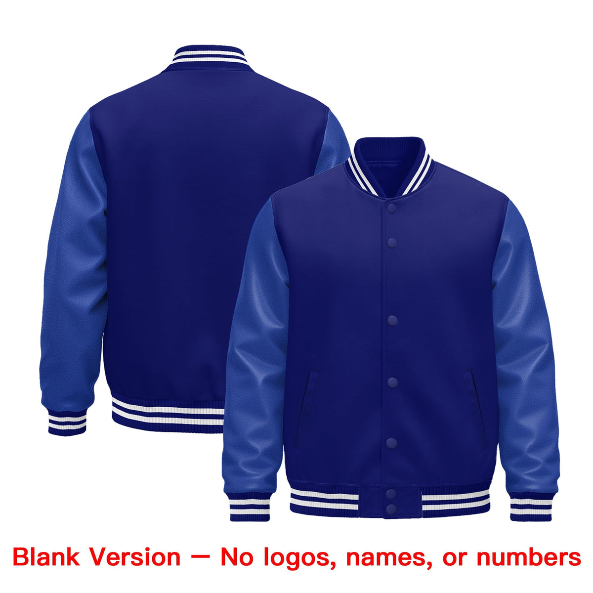 Custom White Navy Powder Blue Classic Style Leather Sleeves Wrinkle-Resistant Jacket| KXKSHOP