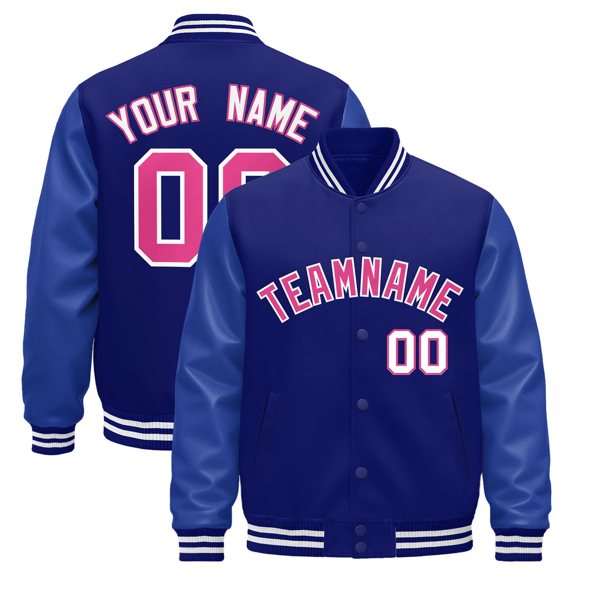 Custom White Navy Powder Blue Classic Style Leather Sleeves Wrinkle-Resistant Jacket| KXKSHOP