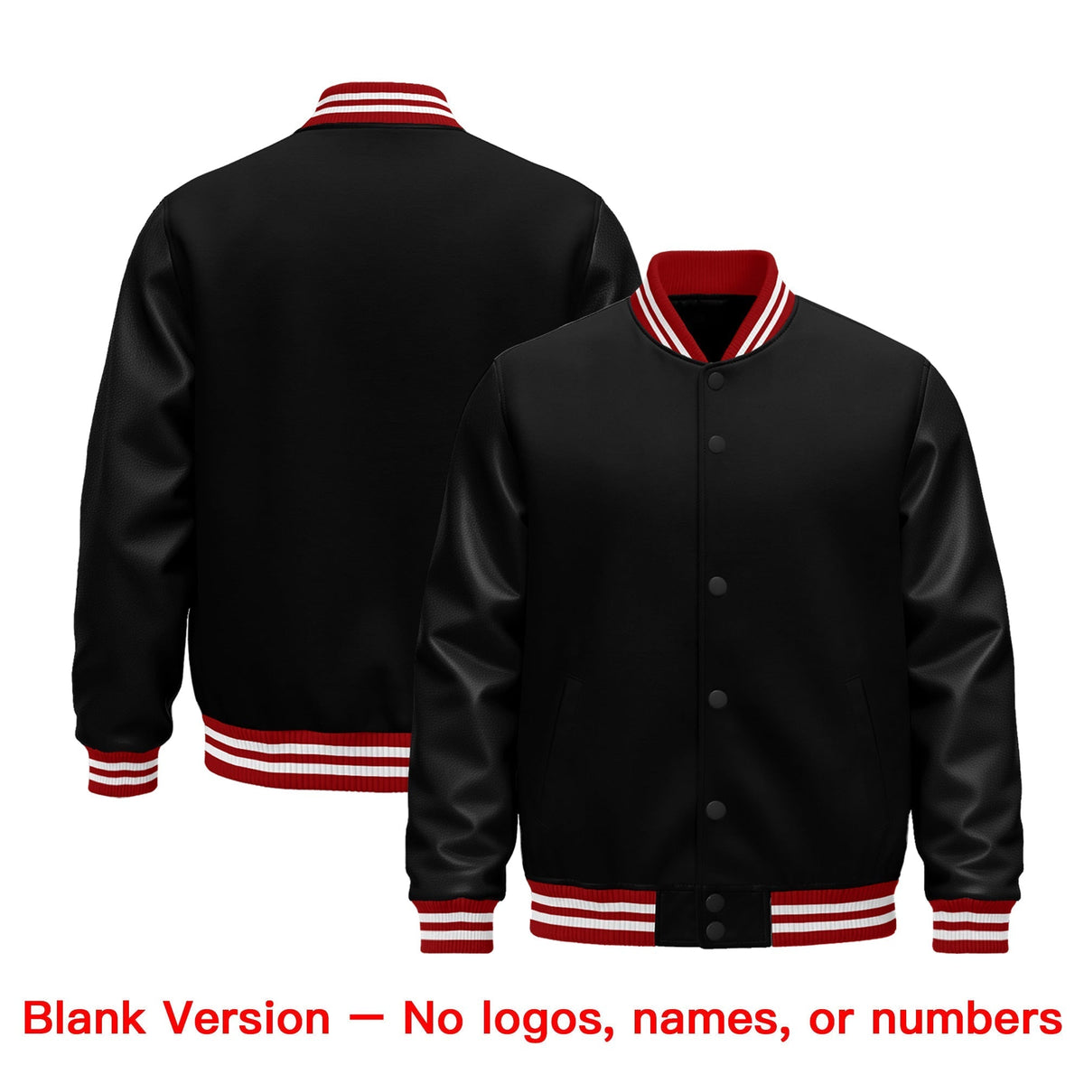 Custom Black Red White Classic Style Leather Sleeves Wrinkle-Resistant Jacket| KXKSHOP