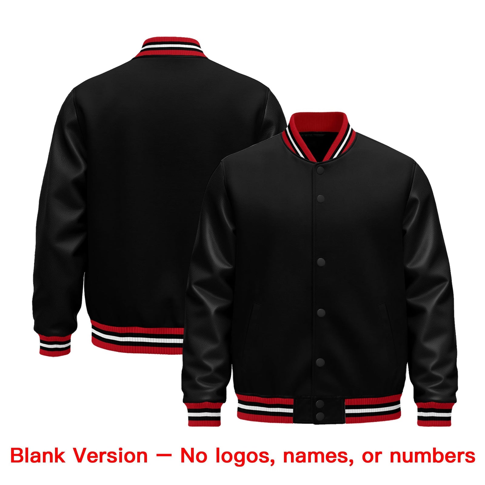 Custom Black Red White Classic Style Leather Sleeves Wrinkle-Resistant Jacket| KXKSHOP