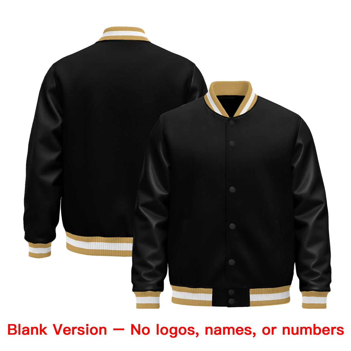 Custom Black Old Gold White Classic Style Leather Sleeves Wrinkle-Resistant Jacket| KXKSHOP