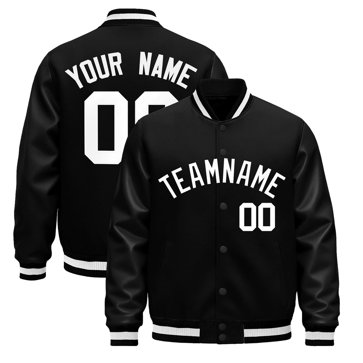 Custom Black White Classic Style Leather Sleeves Wrinkle-Resistant Jacket| KXKSHOP