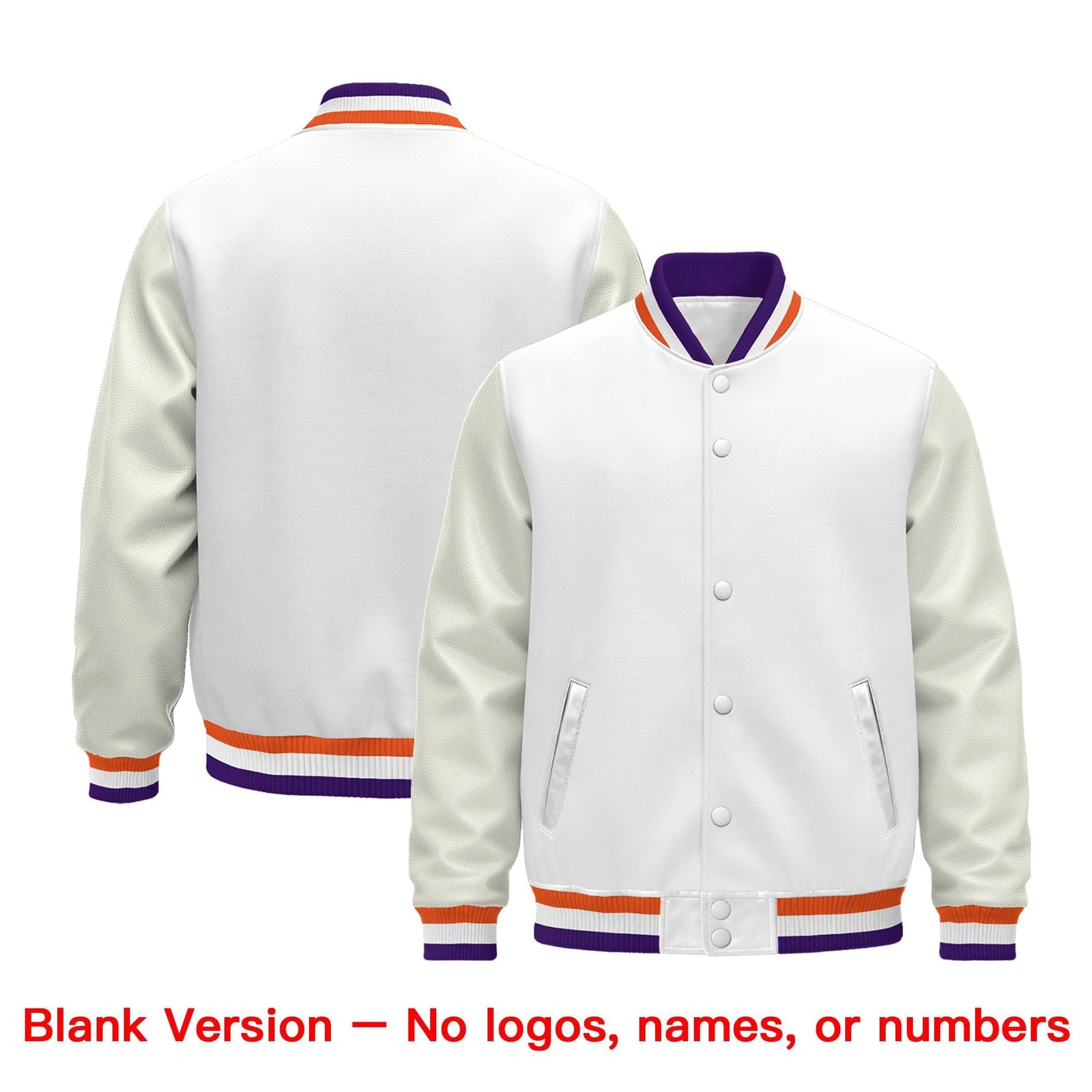 Custom White Purple Orange Classic Style Leather Sleeves Wrinkle-Resistant Jacket| KXKSHOP