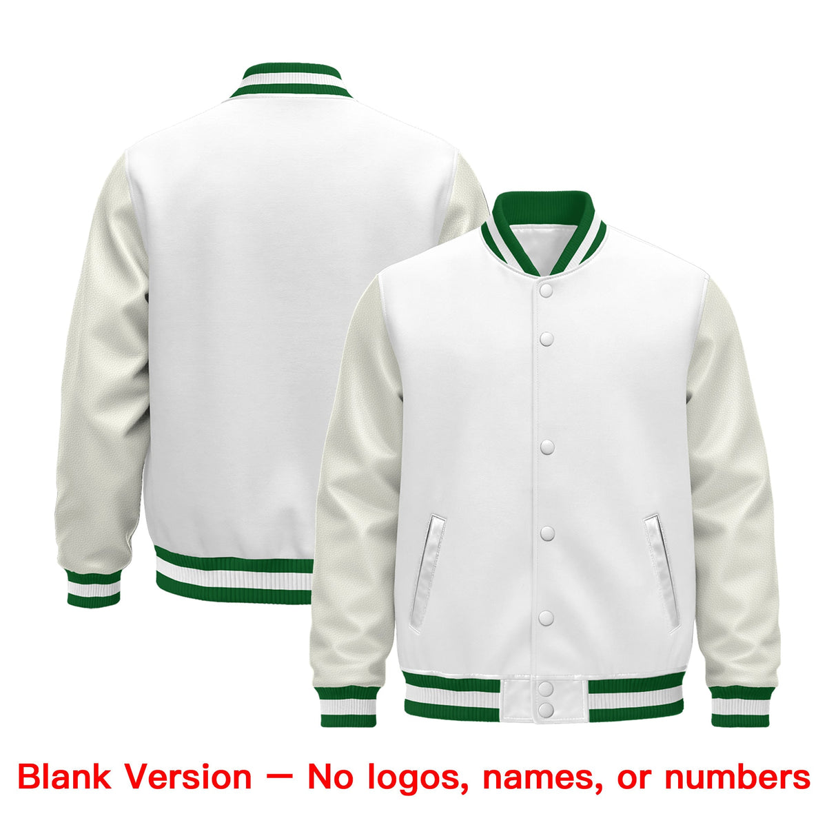 Custom White Kelly Green Classic Style Leather Sleeves Wrinkle-Resistant Jacket| KXKSHOP