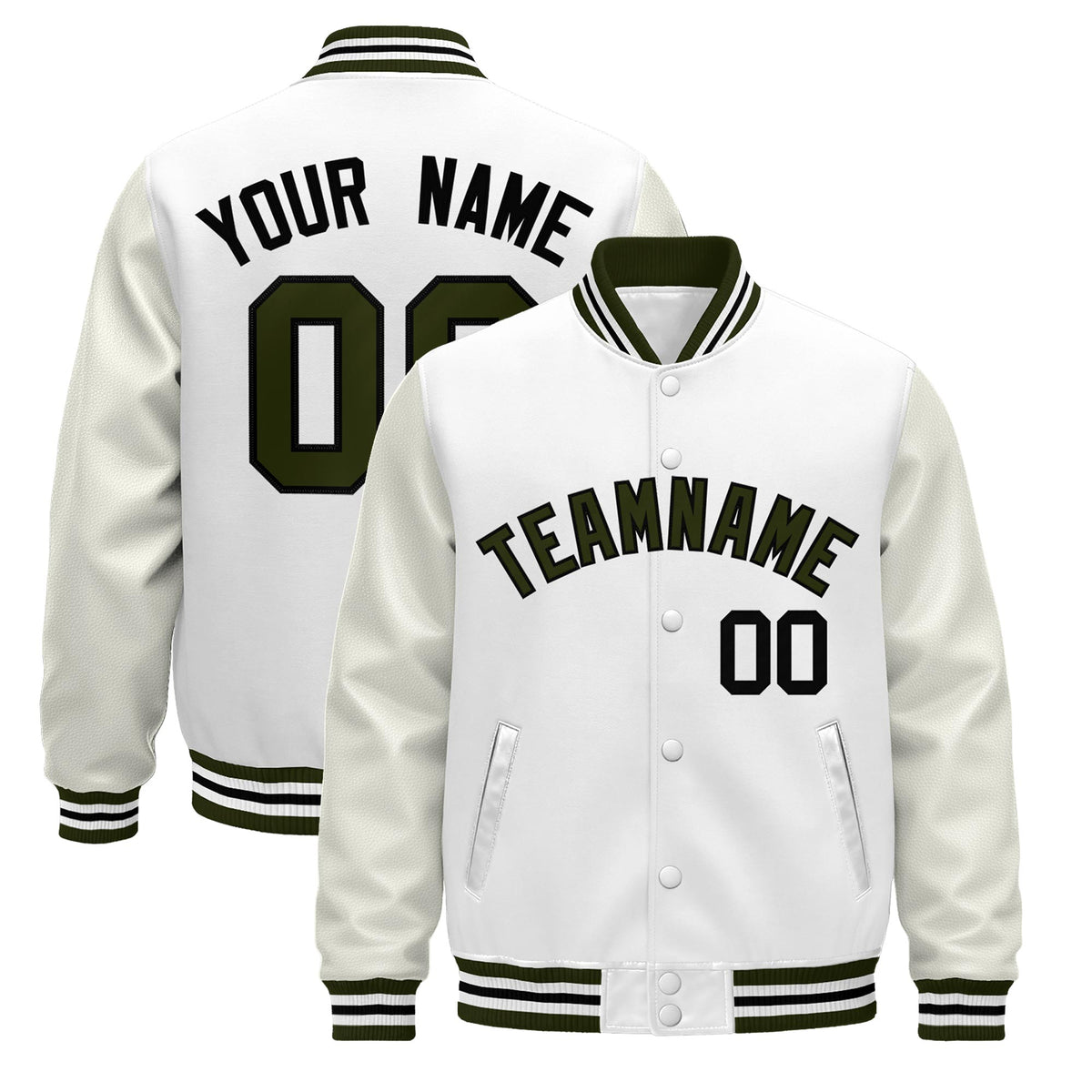 Custom White Olive Black Classic Style Leather Sleeves Wrinkle-Resistant Jacket| KXKSHOP