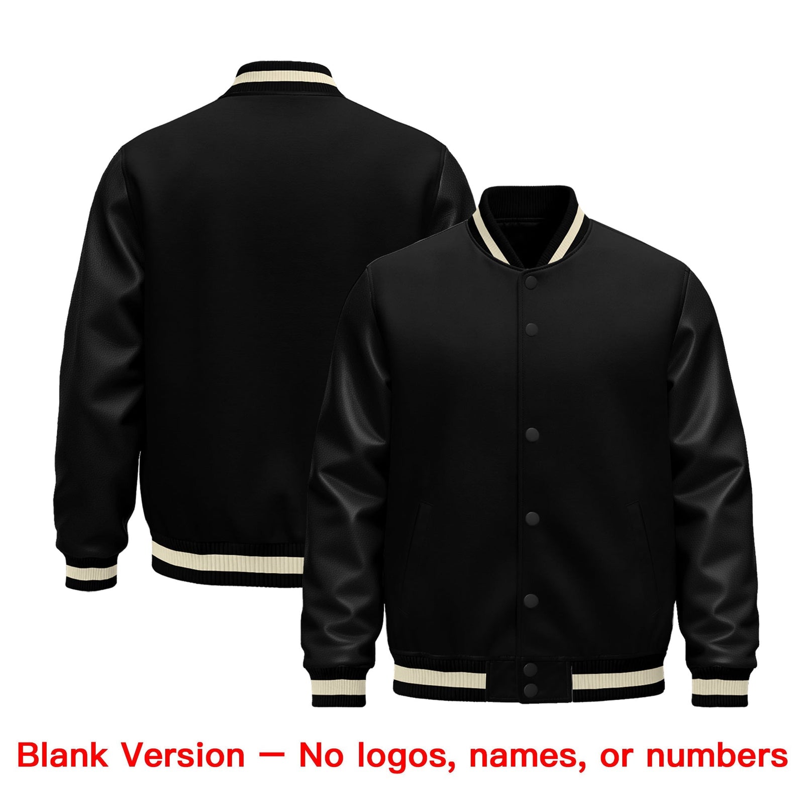 Custom Black Cream Classic Style Leather Sleeves Wrinkle-Resistant Jacket| KXKSHOP