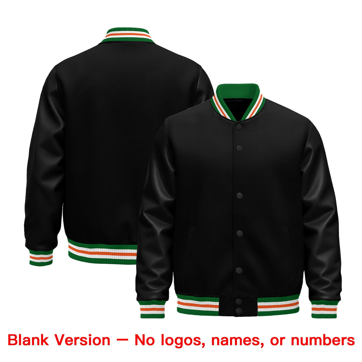 Custom Black Kelly Green White Classic Style Leather Sleeves Wrinkle-Resistant Jacket| KXKSHOP