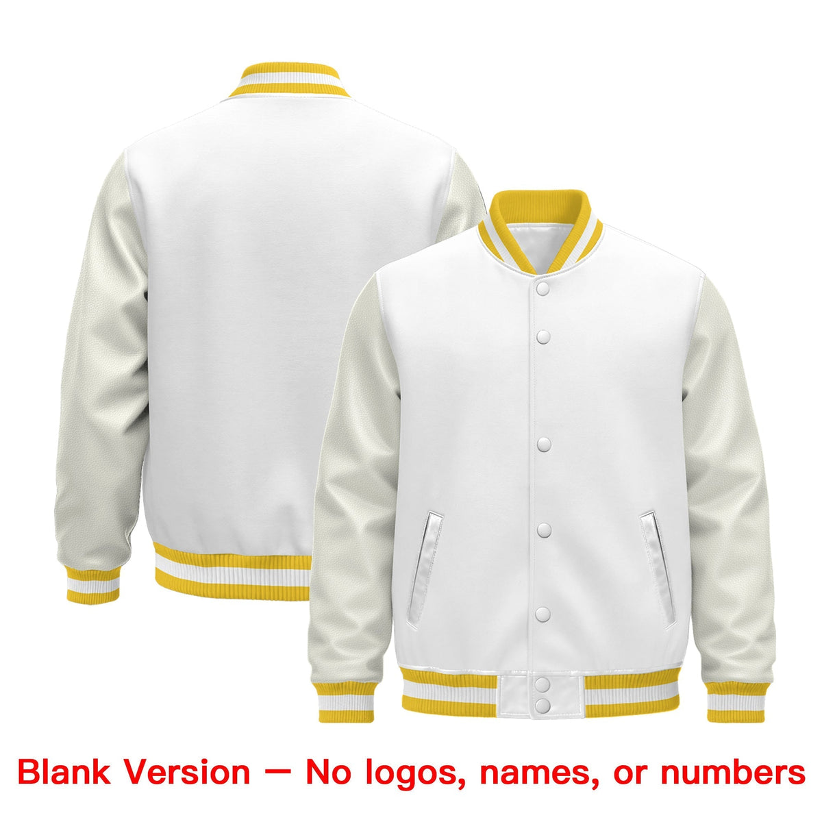 Custom White Gold Classic Style Leather Sleeves Wrinkle-Resistant Jacket| KXKSHOP