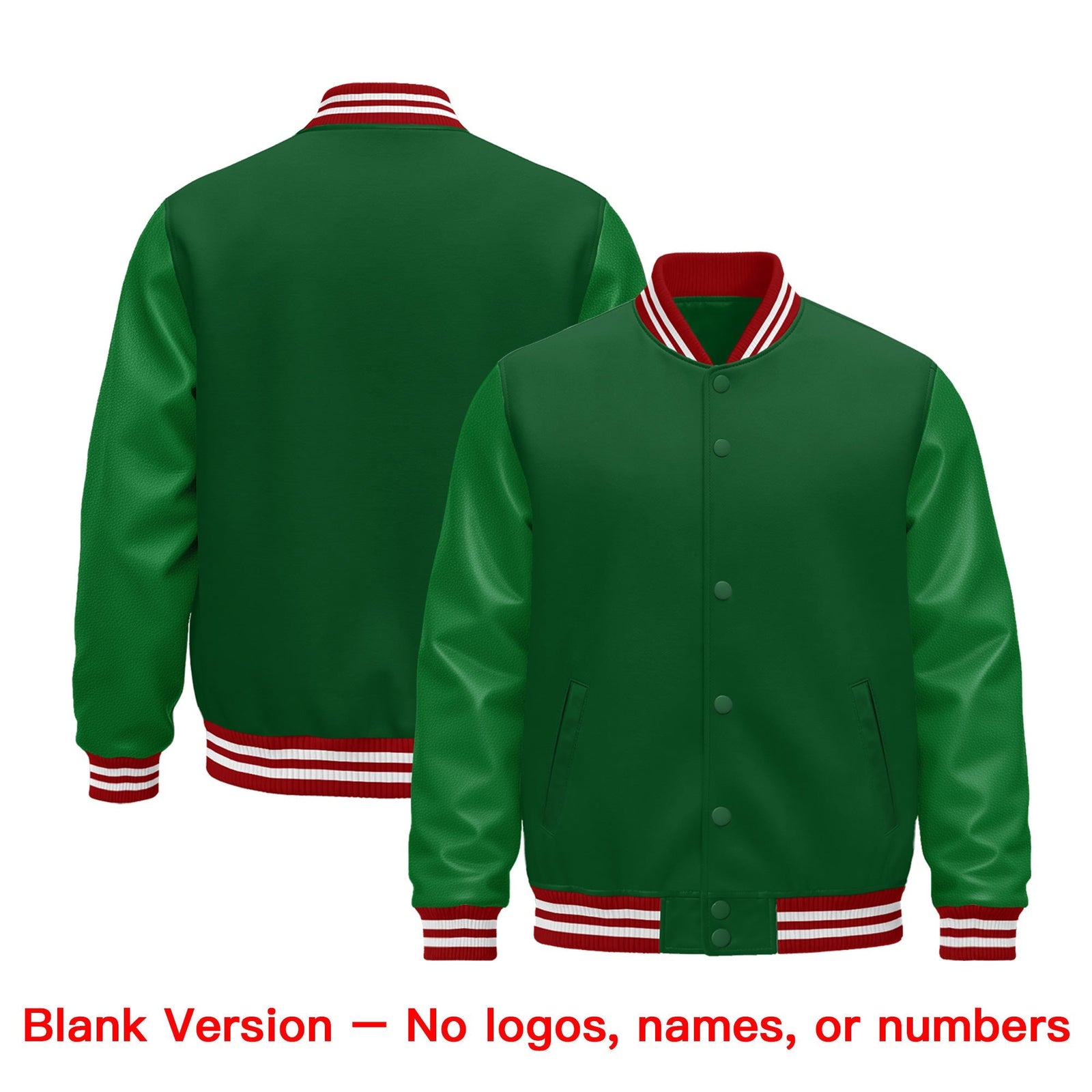 Custom Kelly Green Red White Classic Style Leather Sleeves Wrinkle-Resistant Jacket| KXKSHOP