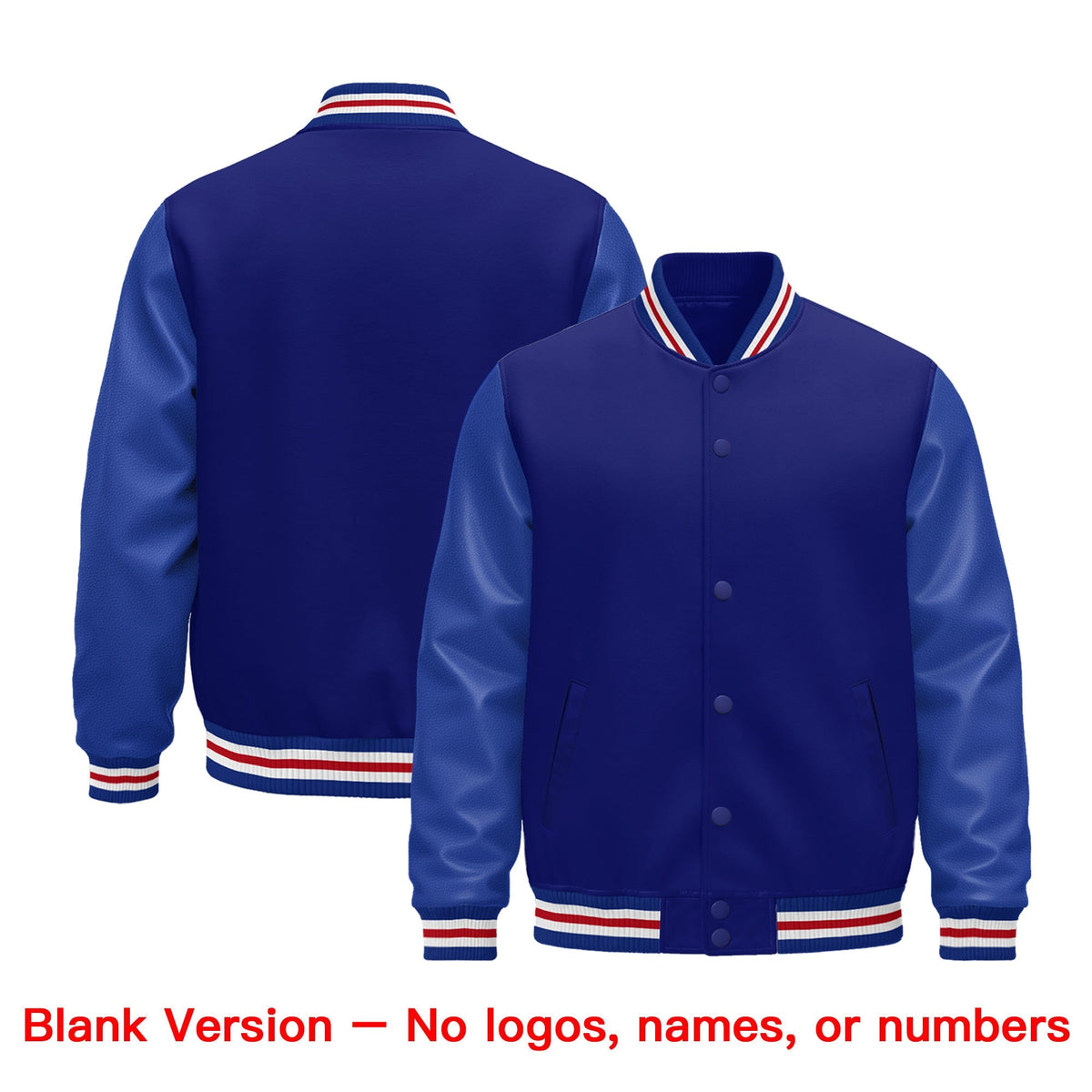 Custom Royal Blue red Classic Style Leather Sleeves Wrinkle-Resistant Jacket| KXKSHOP