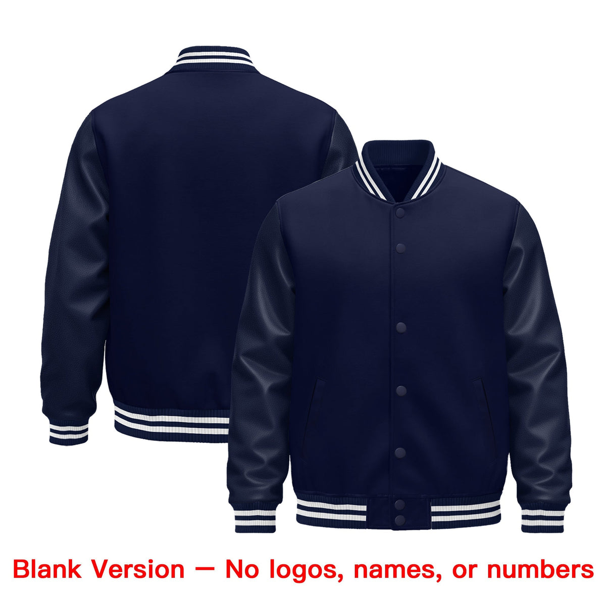 Custom Powder Blue Black White Classic Style Leather Sleeves Wrinkle-Resistant Jacket| KXKSHOP