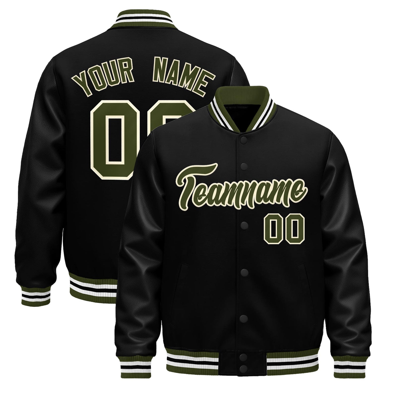 Custom Black Olive White Classic Style Leather Sleeves Wrinkle-Resistant Jacket| KXKSHOP
