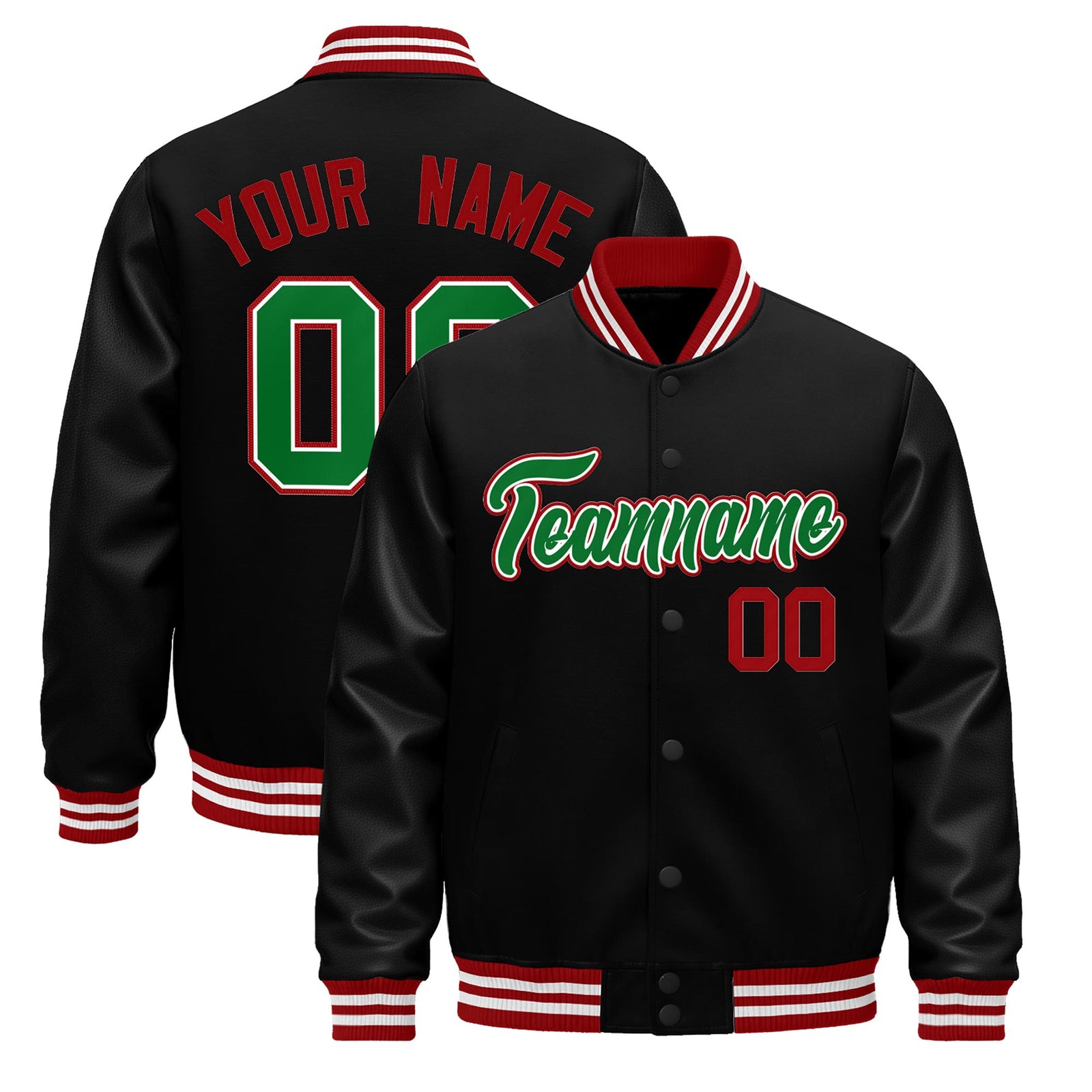 Custom Black Red White Jacket - Classic Style Leather Sleeves Wrinkle-Resistant