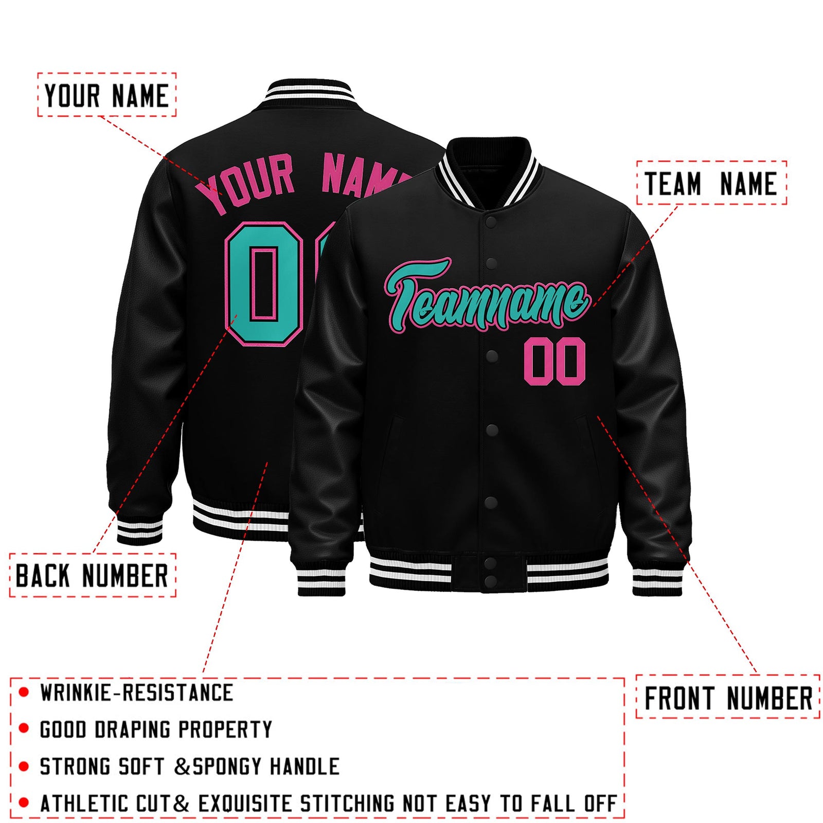 Custom Black White Classic Style Leather Sleeves Wrinkle-Resistant Jacket| KXKSHOP