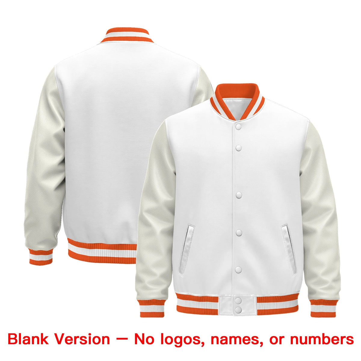 Custom White Orange Classic Style Leather Sleeves Wrinkle-Resistant Jacket| KXKSHOP