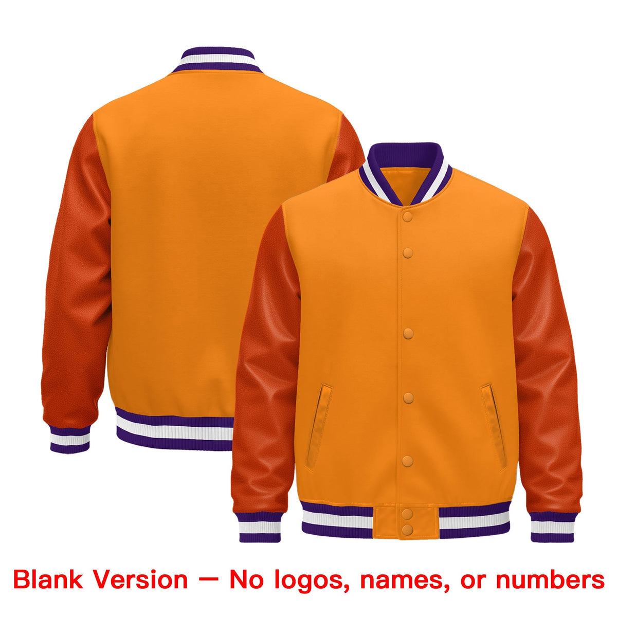 Custom Orange Purple White Classic Style Leather Sleeves Wrinkle-Resistant Jacket| KXKSHOP