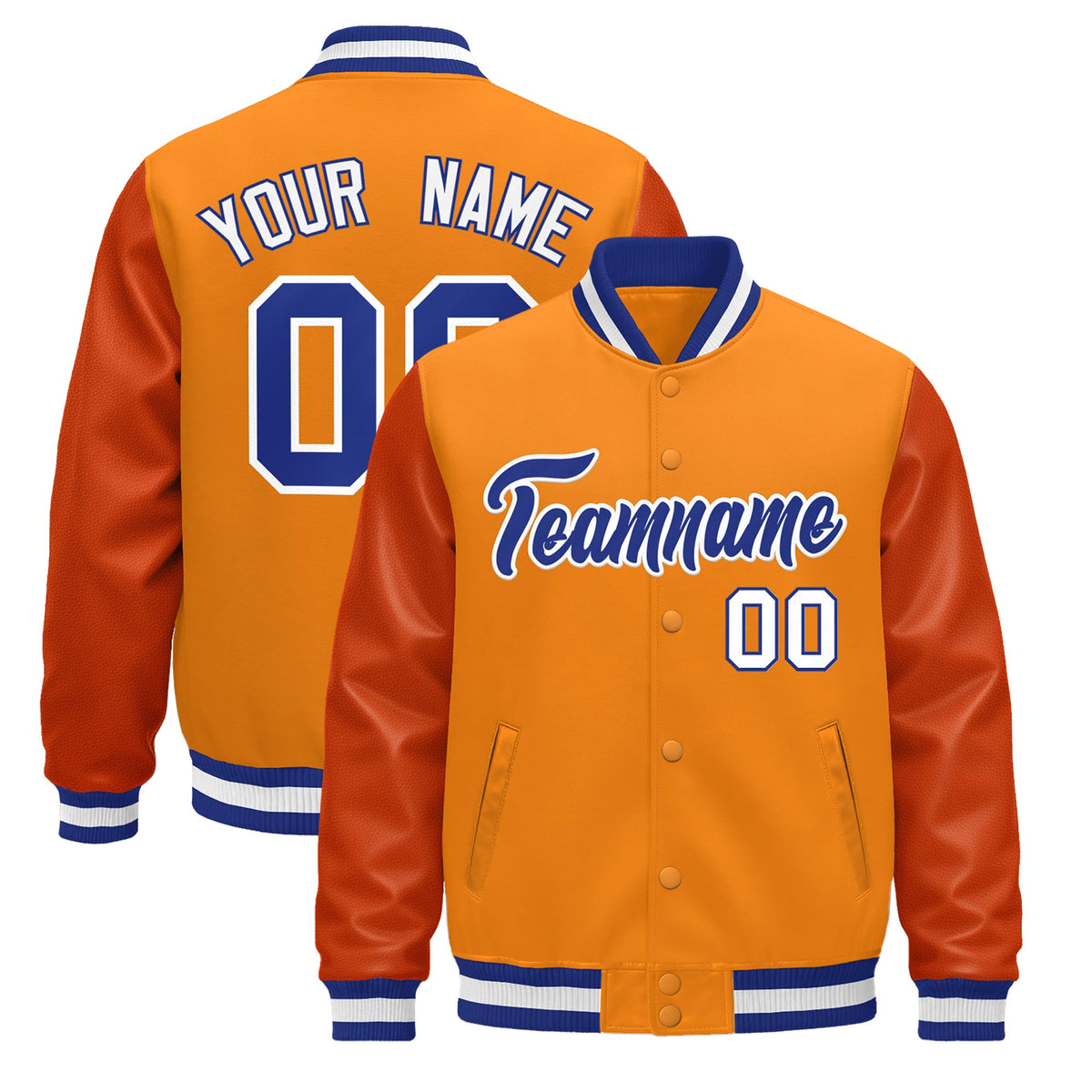 Custom Royal Blue White Classic Style Leather Sleeves Wrinkle-Resistant Jacket| KXKSHOP