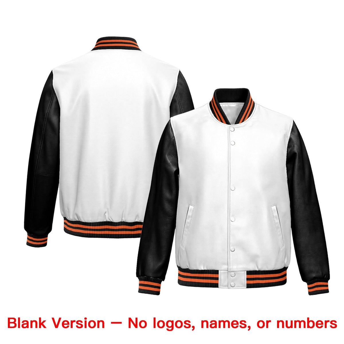 Custom White Black Raglan Sleeves Full-Snap Varsity Faux Leather Letterman Jacket| KXKSHOP