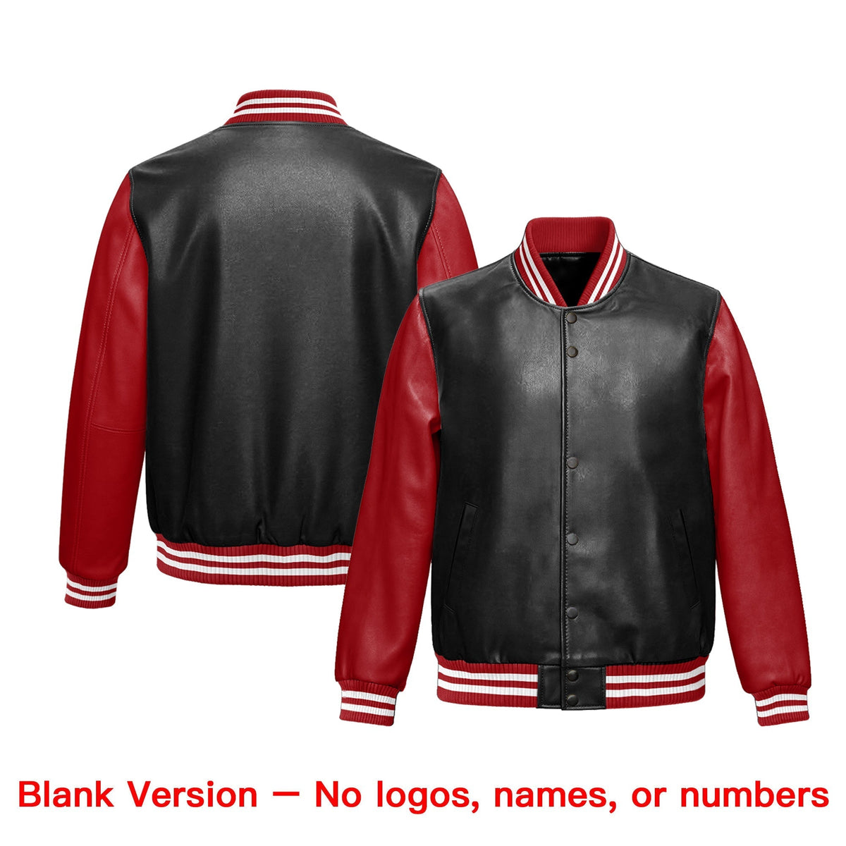Custom Black Red White Raglan Sleeves Full-Snap Varsity Faux Leather Letterman Jacket| KXKSHOP