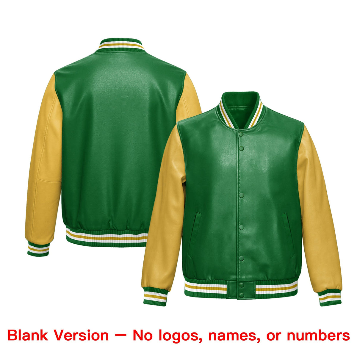 Custom Kelly Green Khaki Raglan Sleeves Full-Snap Faux Leather Letterman Jacket| KXKSHOP