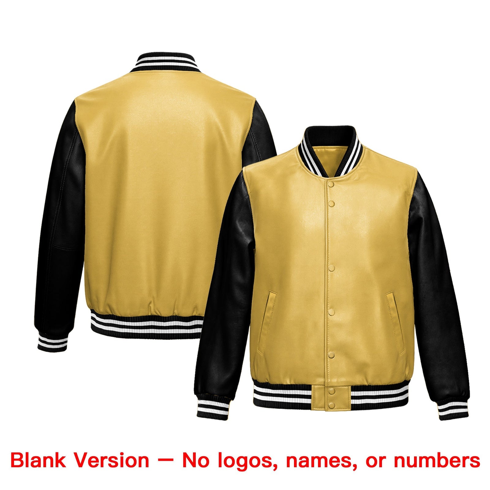 Custom Khaki Black Raglan Sleeves Full-Snap Faux Leather Letterman Jacket| KXKSHOP