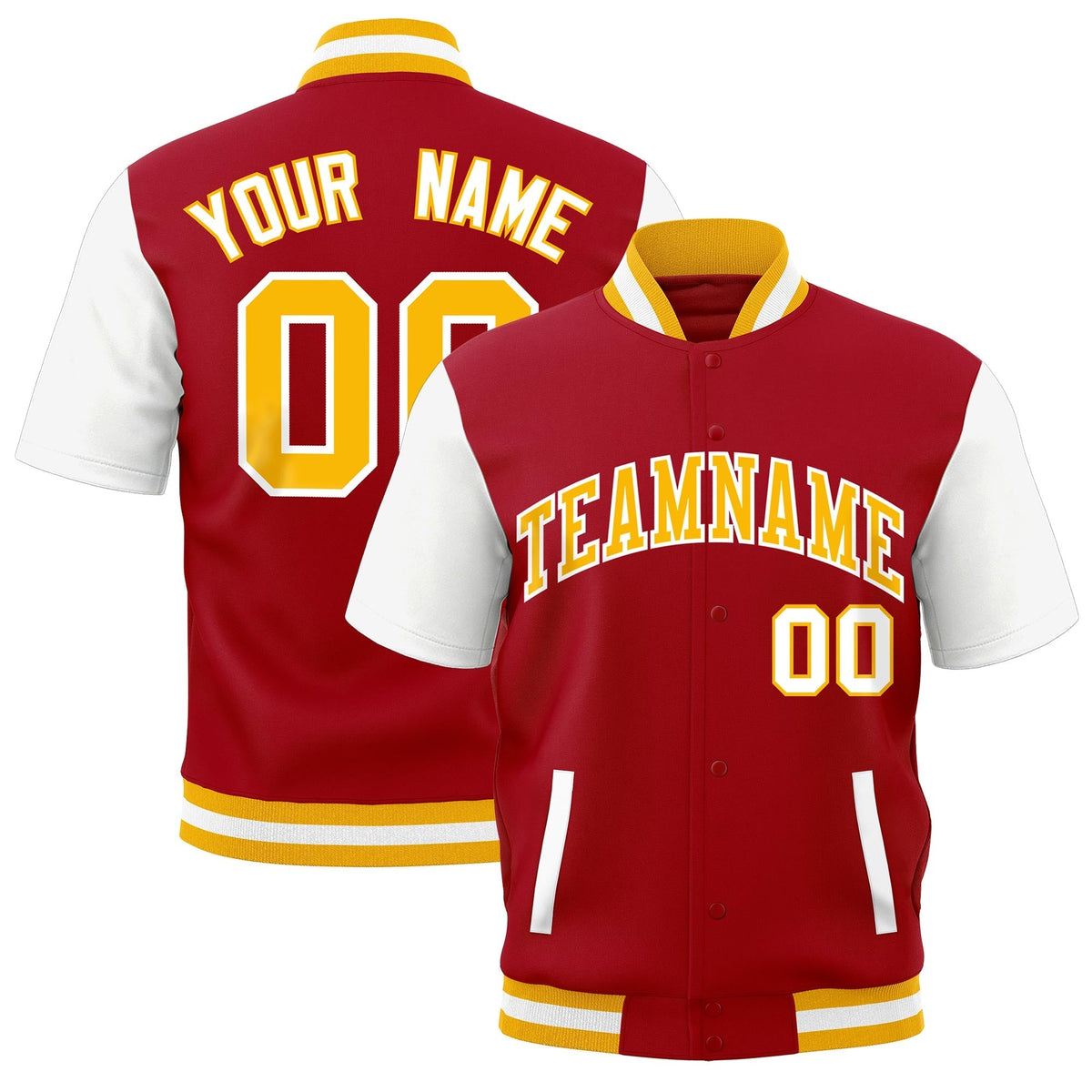 Custom Red White Gold Full-Snap Classic Style Jacket| KXKSHOP
