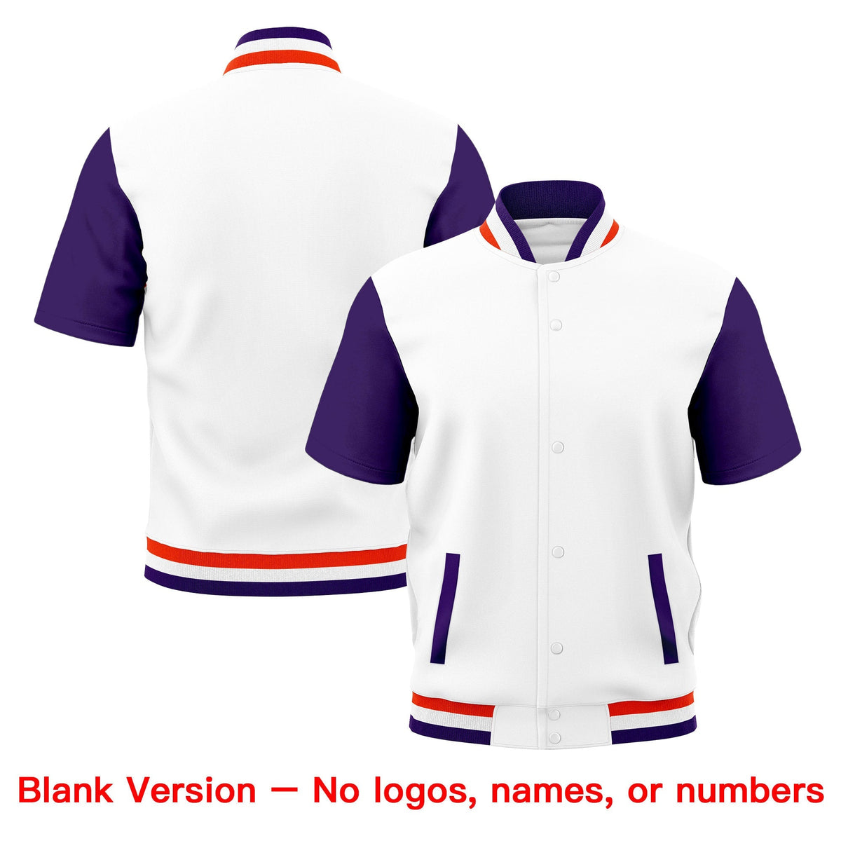 Custom Purple Orange White Full-Snap Classic Style Jacket| KXKSHOP