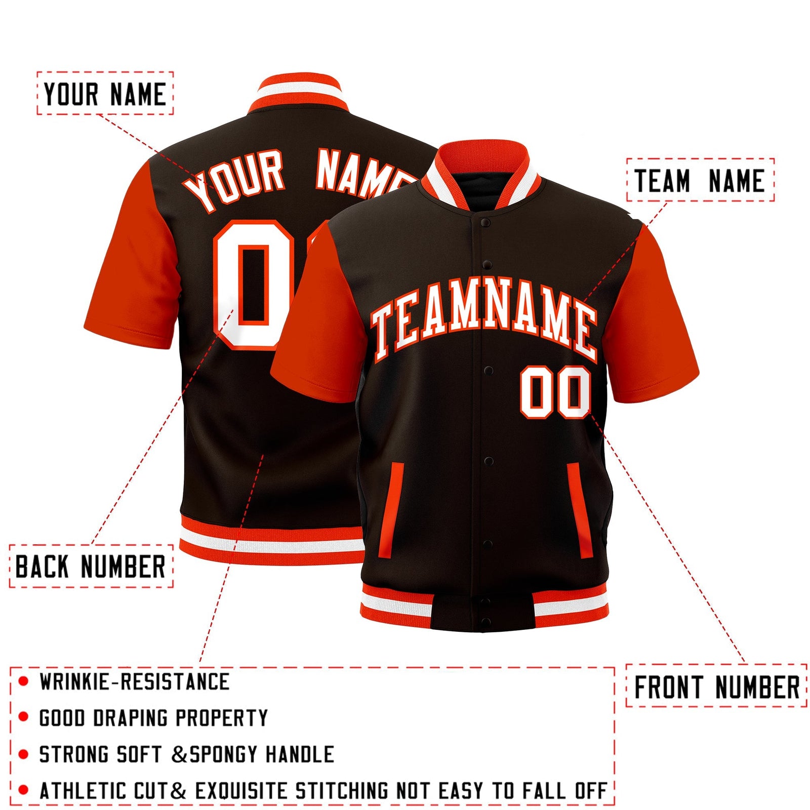 Custom Orange White Full-Snap Classic Style Jacket| KXKSHOP