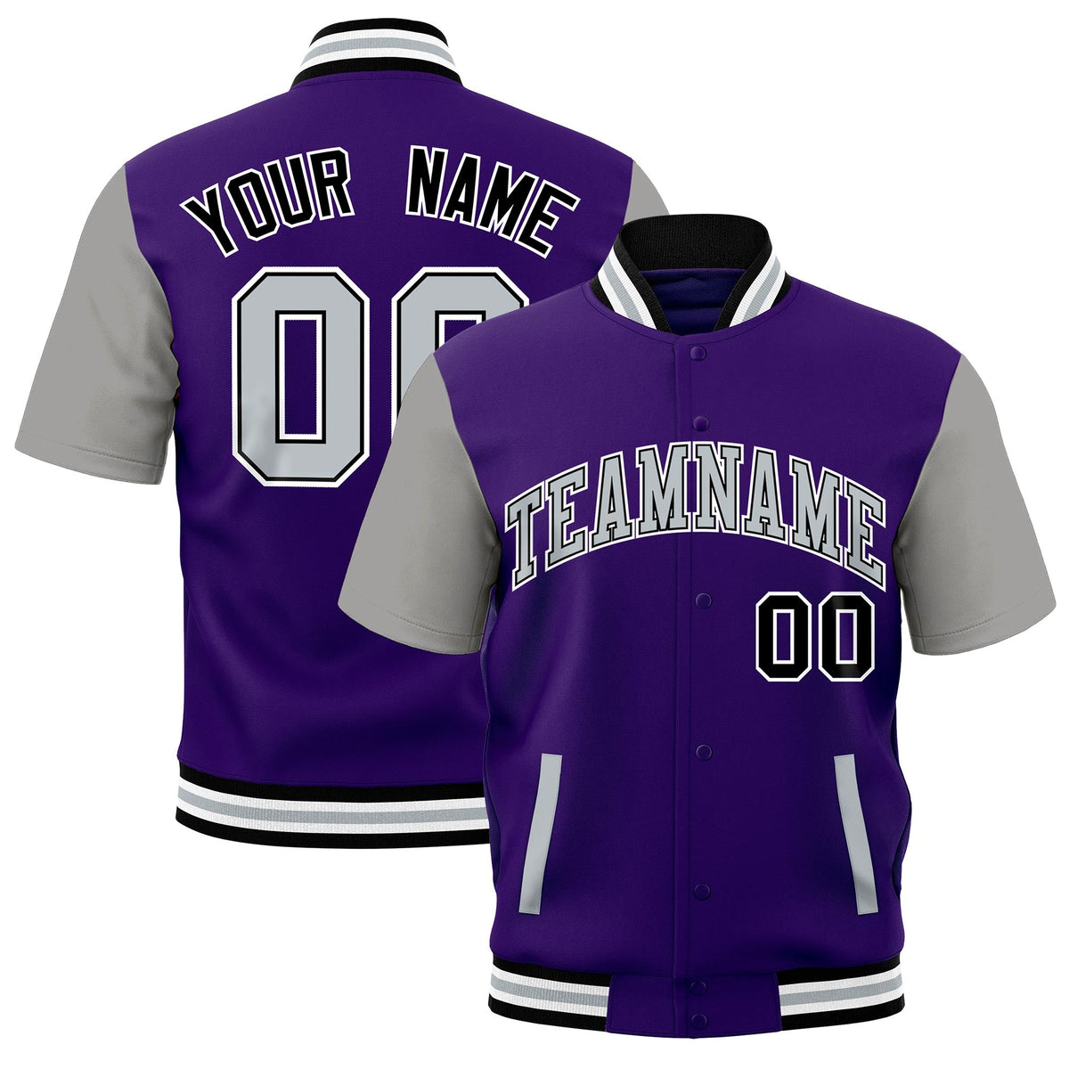 Custom Gray Black White Full-Snap Classic Style Jacket| KXKSHOP