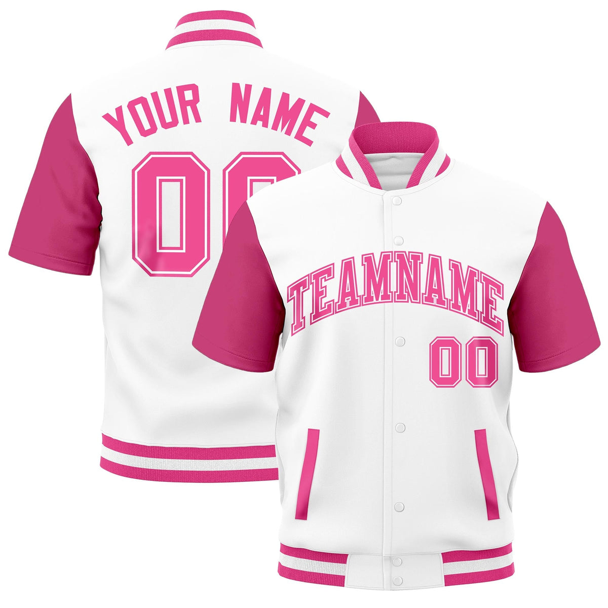 Custom Pink White Full-Snap Classic Style Jacket| KXKSHOP