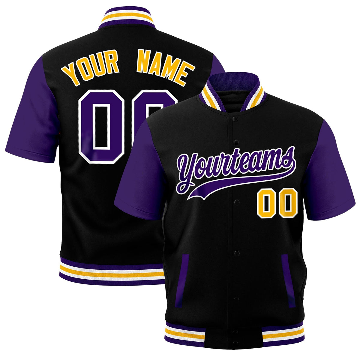 Custom Purple White Gold Full-Snap Classic Style Jacket| KXKSHOP